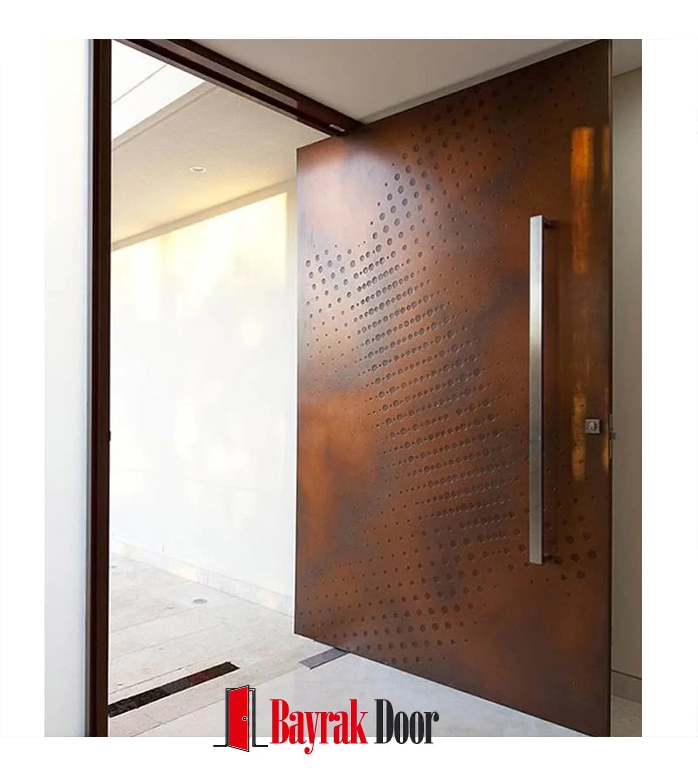 Delikli Nokta Corten Pivot Çelik Kapı TR307