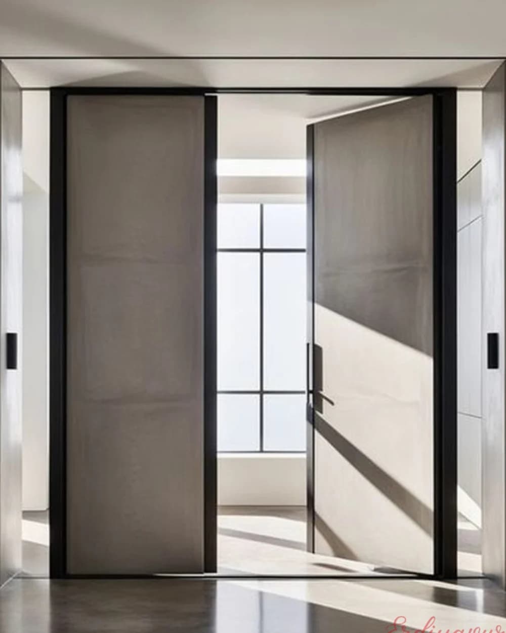Minimal Mink Pivot Door with Concealed Frame — product code BY-293
