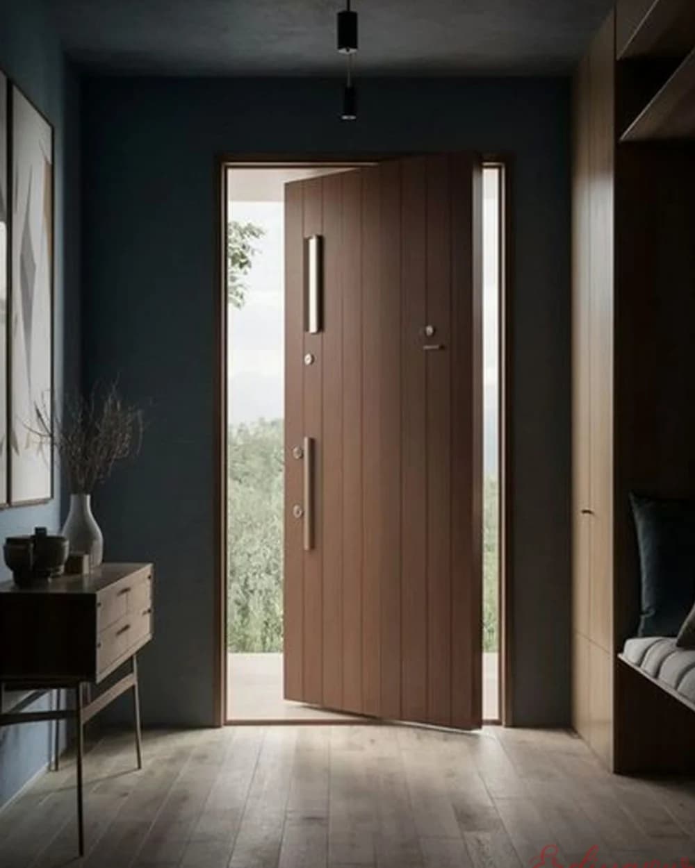 Anthracite Interior Pivot Door with Light Strip — product code BY-313
