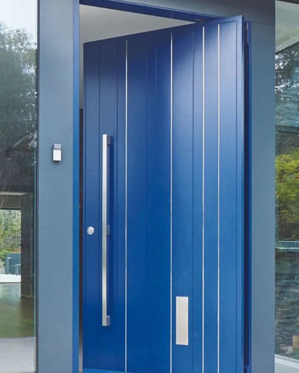 Plain Cobalt Blue Pivot Door with Long Handle — product code BY-120