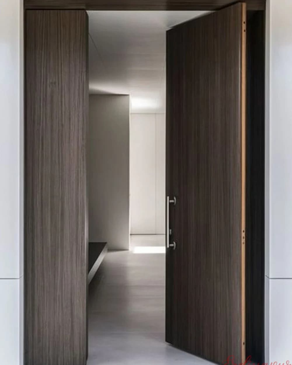 Plain Dark Walnut Wide Single-Panel Pivot Door — product code BY-216