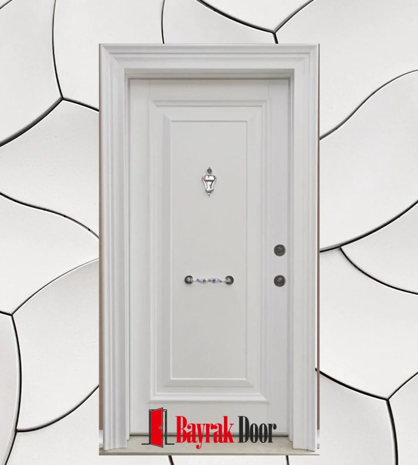 Plain Panel White Steel Door C-TR711 — Plain single-framed panel on a white body