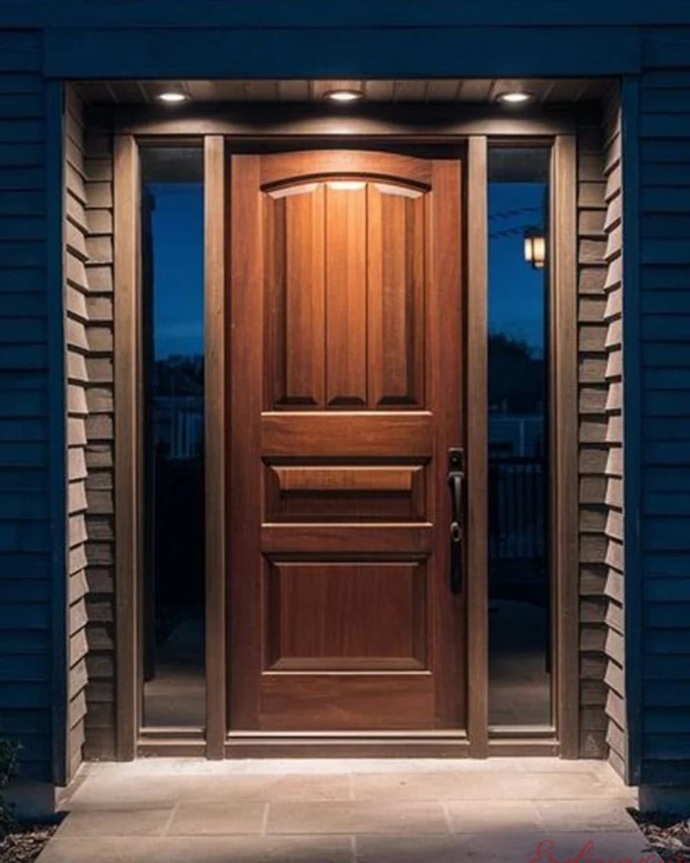 Classic Paneled Red Walnut Pivot Door — product code BY-150