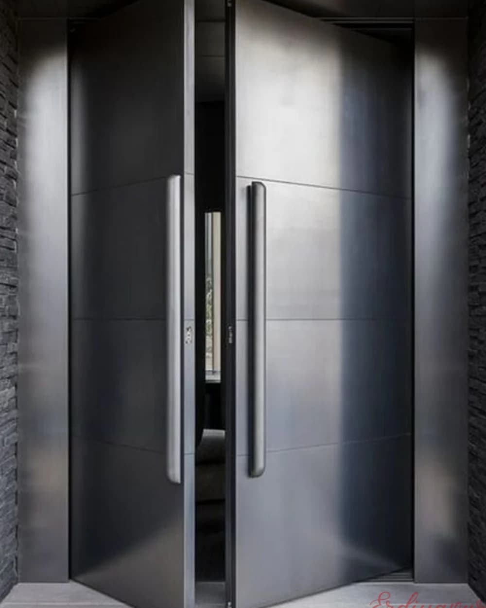 Wide Anthracite Pivot Door with Twin Chrome Handles — product code BY-266
