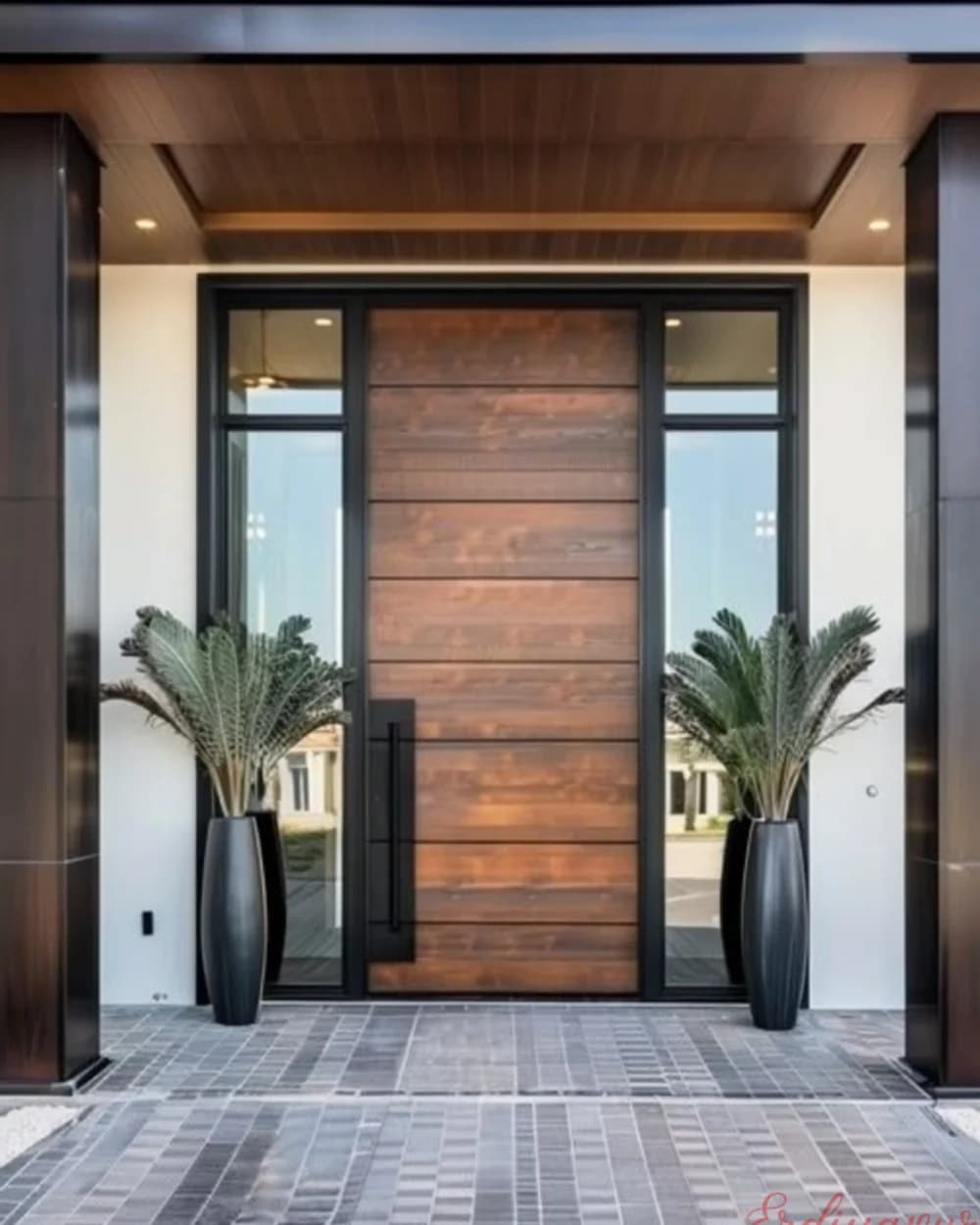 Wide Leaf Walnut Double Leaf Pivot Door — product code BY-29