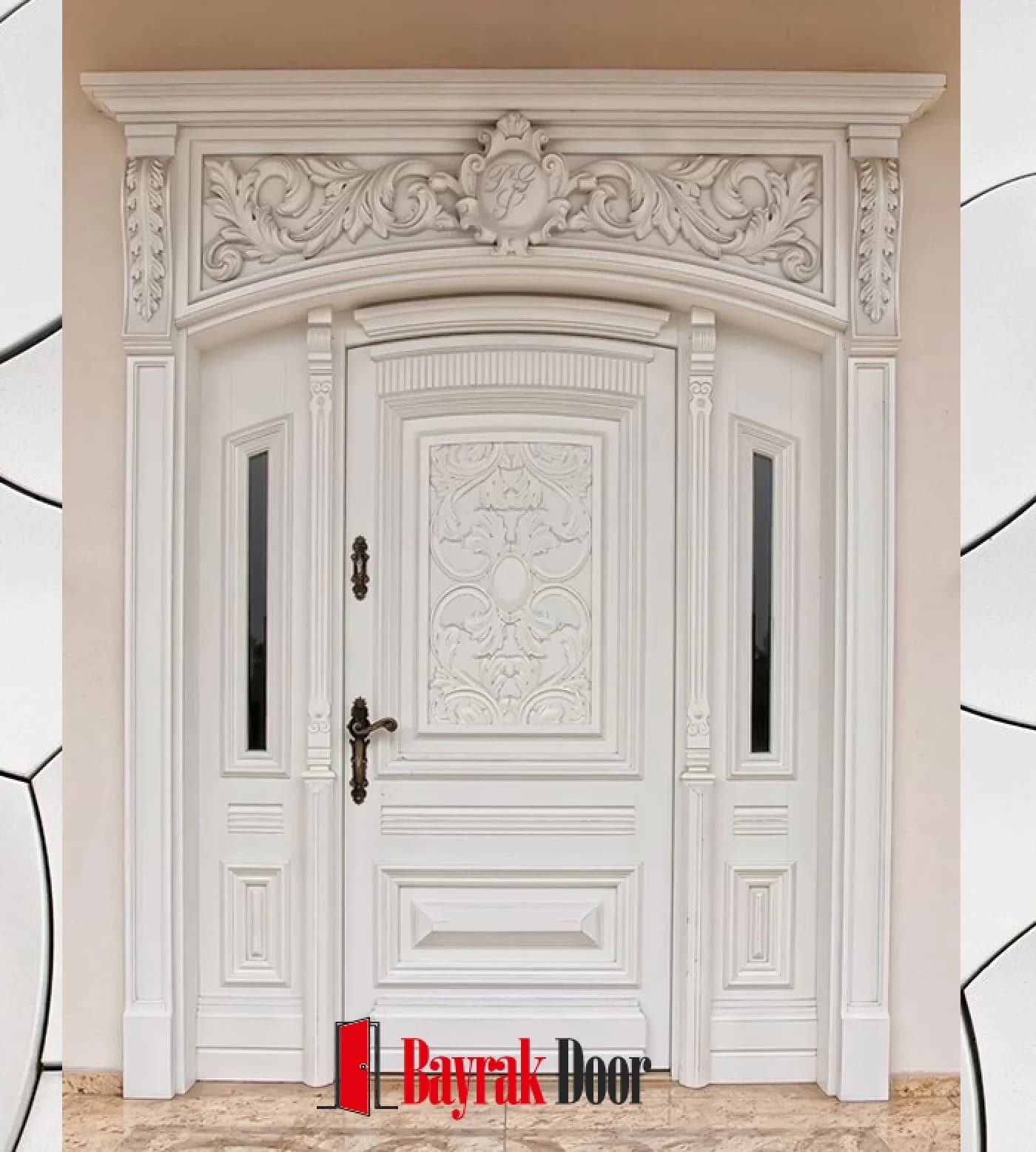 Zengin Oyma Beyaz Villa Kapısı BD-TR08