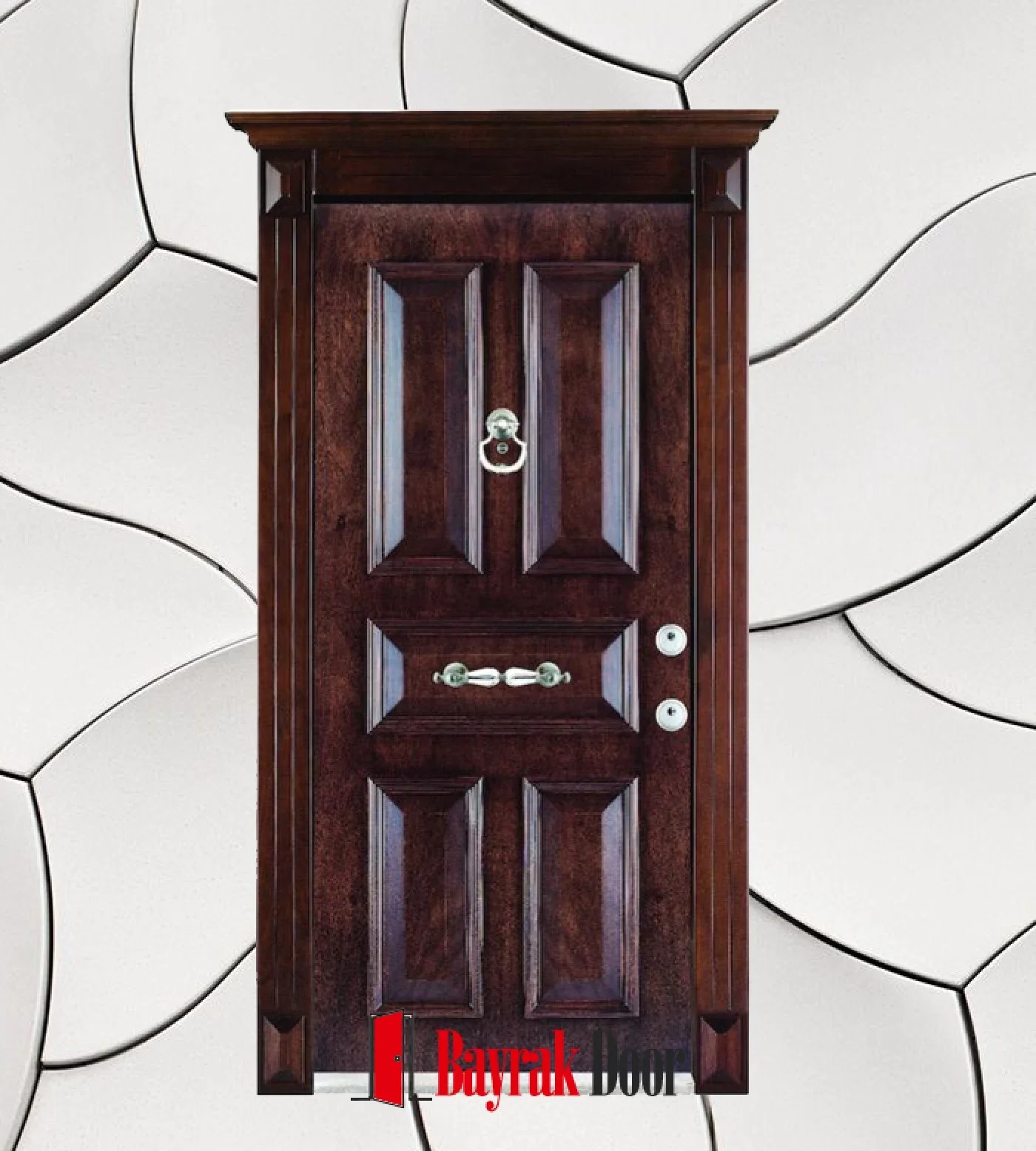 Çok bölmeli koyu ceviz çelik kapı modeli C-TR723