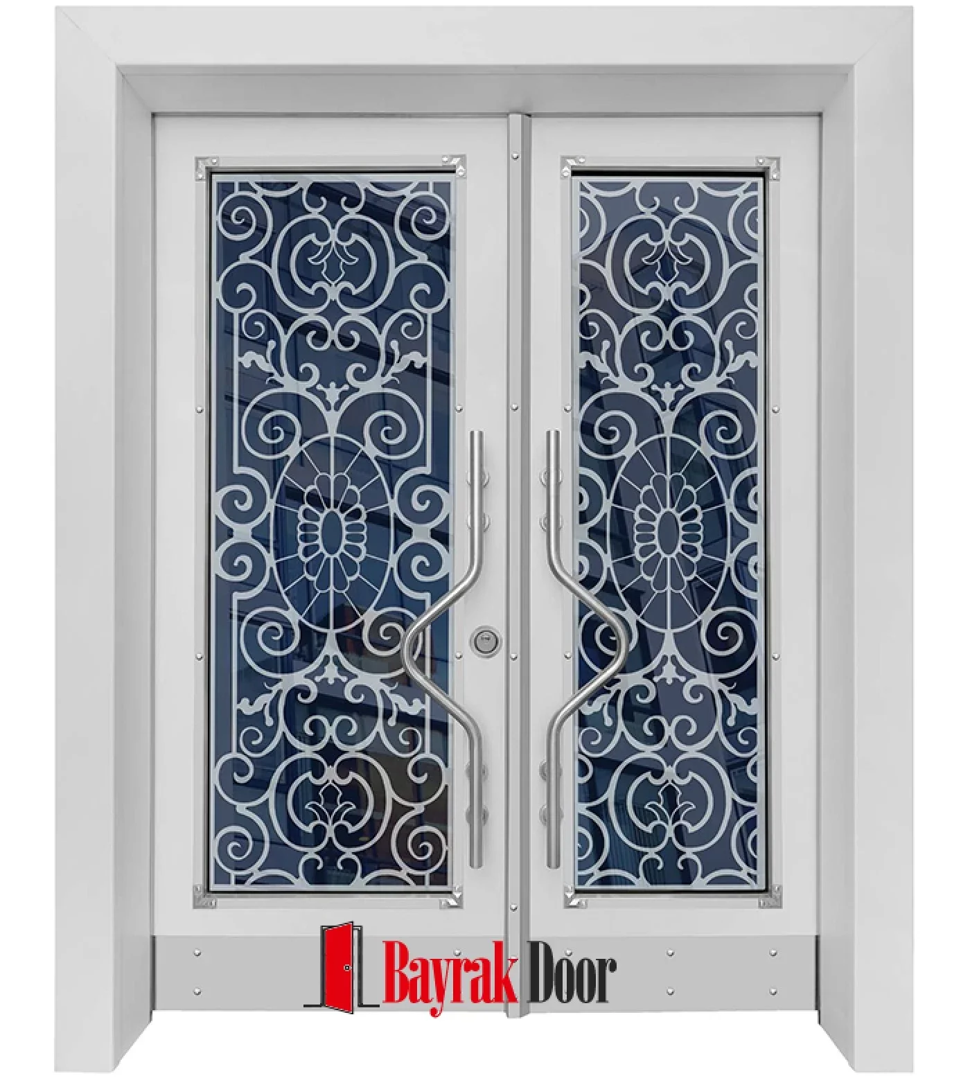 Yoğun barok beyaz bina giriş kapısı modeli TR-537